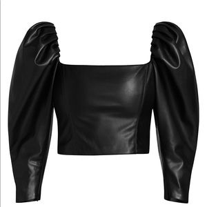 Alice & Olivia Vegan Leather Crop Top
